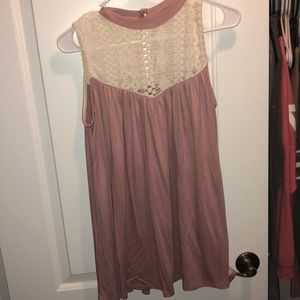 Cute lace and muted pink tank top